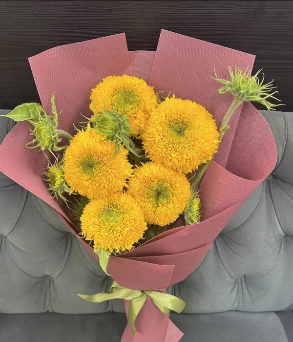 Букет из 5 подсолнухов Тедди #4622