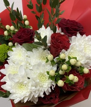 Микс букет из роз и хризантем (13 шт) #1454