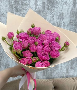 Букет из 9 пионовидных роз Мисти Баблз в фоамиране (50 см ) #2713