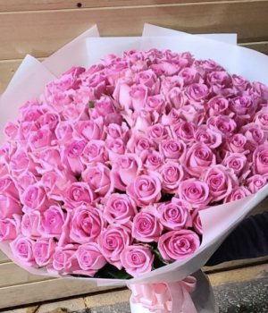 Букет из 101 розовой розы (50 см) #130