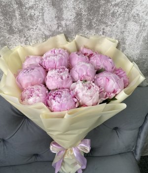 Букет из 15 розовых пионов ( премиум ) #3730