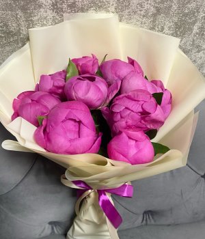 Букет из 9 розовых пионов #2966