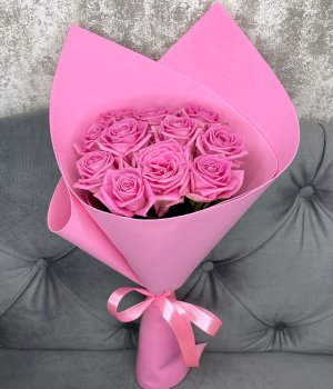 Букет из 11 розовых  роз (50 см ) #3816
