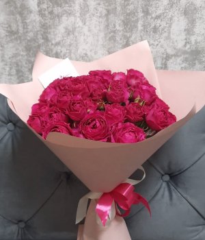 Букет из 9 пионовидных роз Рич Баблс ( 50 см) #3938