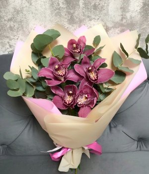 Букет из розовых орхидей (5 шт) #2359