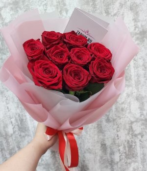 Букет из 9 красных роз (50 см ) #2971