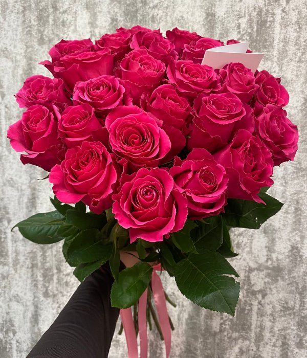 Букет из 25 розовых Эквадорских роз   (70 см) #743