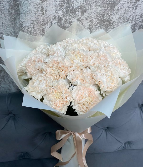 Букет из 19 персиковых гвоздик #4496