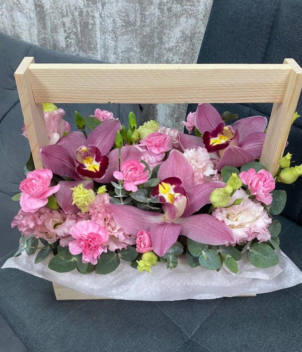 Композиция с розовыми орхидеями* #4505