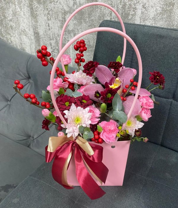 Яркая композиция с розовой орхидеей* #4508