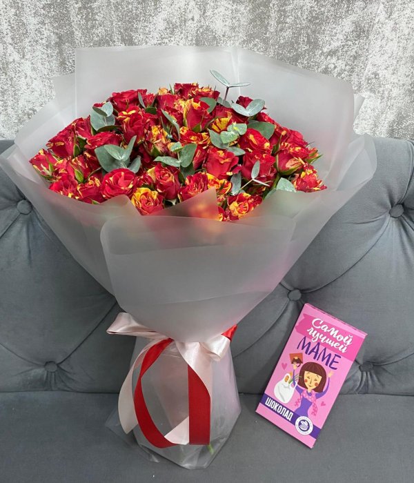 Букет 19 Фаир Флеш в матовой плене (50 см)* #4514