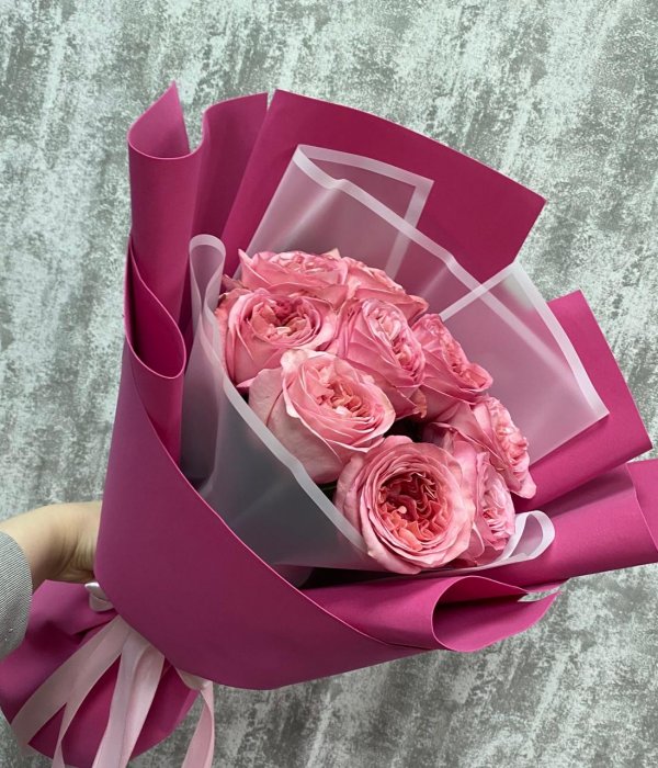Букет из 9 роз Пинк Экспрешн (50 см) #4527