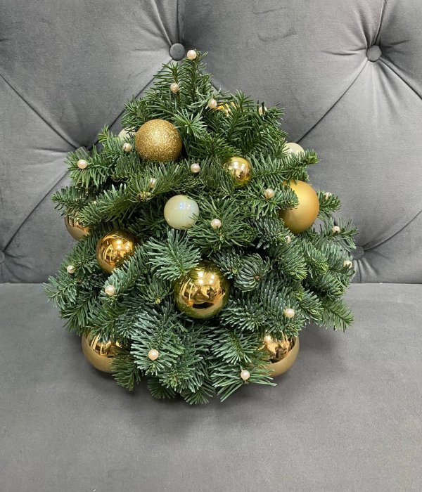 Новогодняя композиция елочки с новогодними игрушками #4544