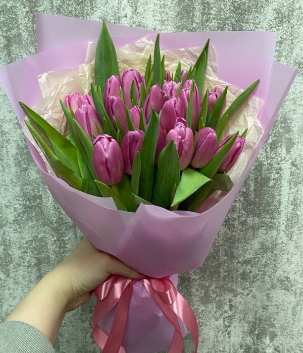 Букет из розовых тюльпанов  ( 25 шт ) #1794