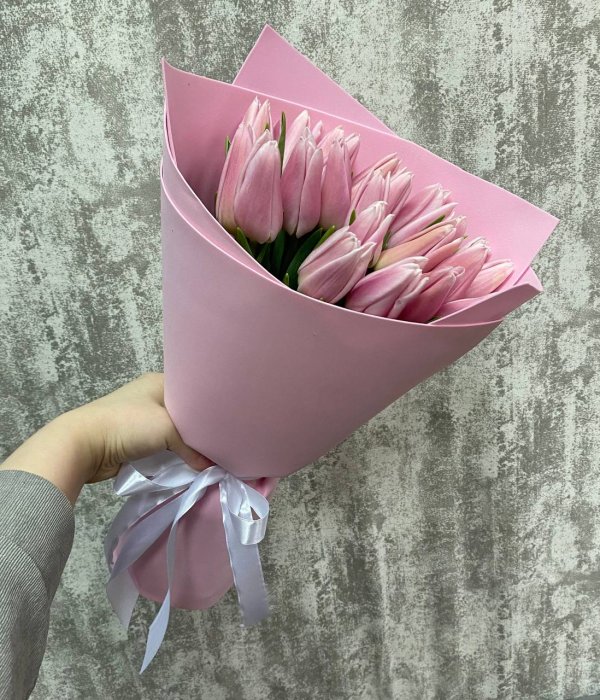 Букет из 25 розовых тюльпанов ***** #4588